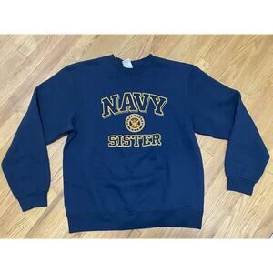Vintage USA Navy Sister Sweatshirt Soffee Cotton Blend Crew Neck‎ Size Large